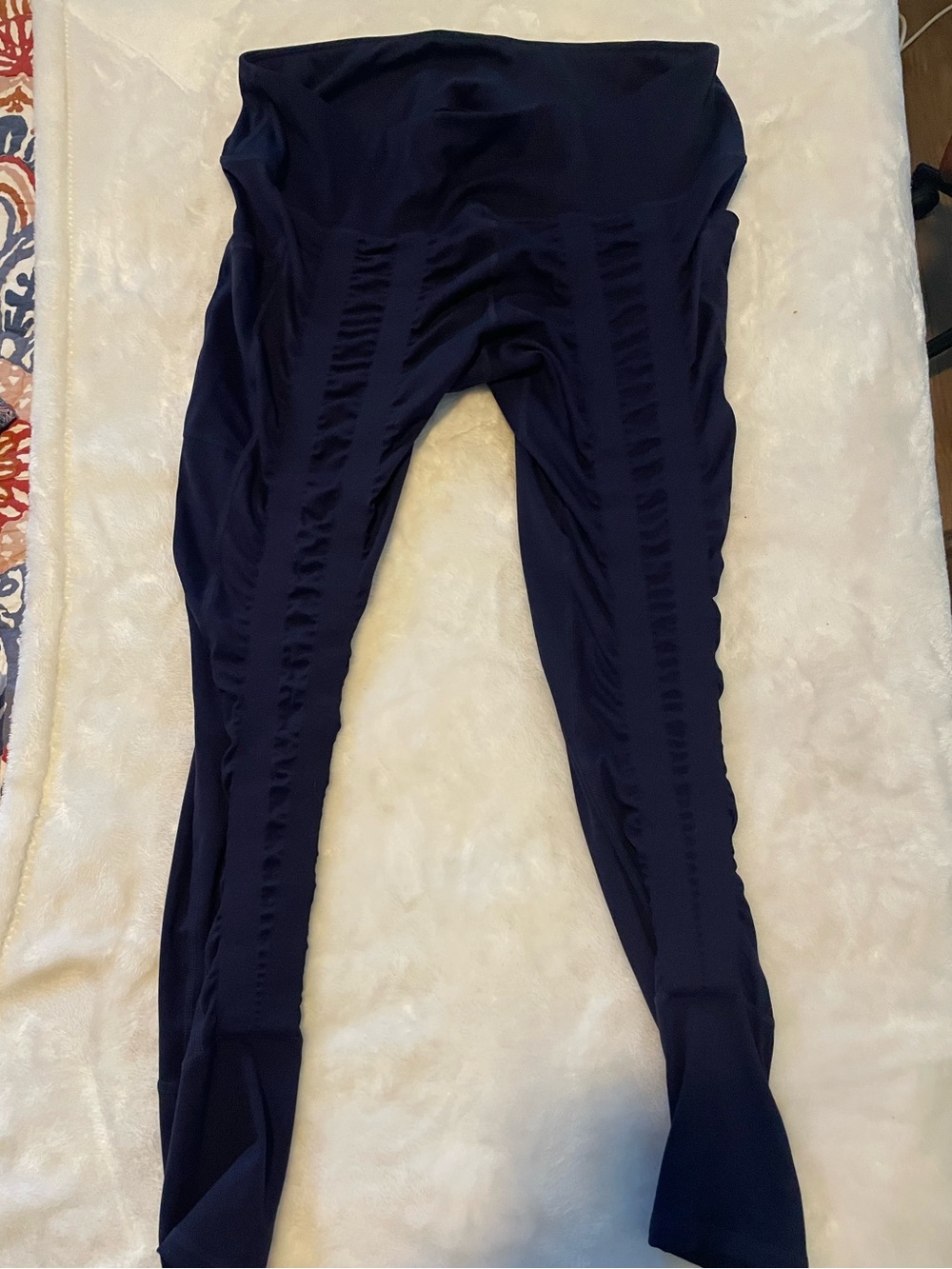 Sweetflexx Sz 16 high waist compression leggings navy blue inseam 26” yoga gym